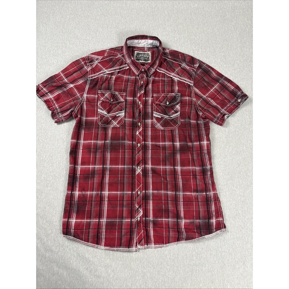 BKE Vintage 1967 Men's XL Plaid Flannel Shirt Red Plaid Short Sleeve Western